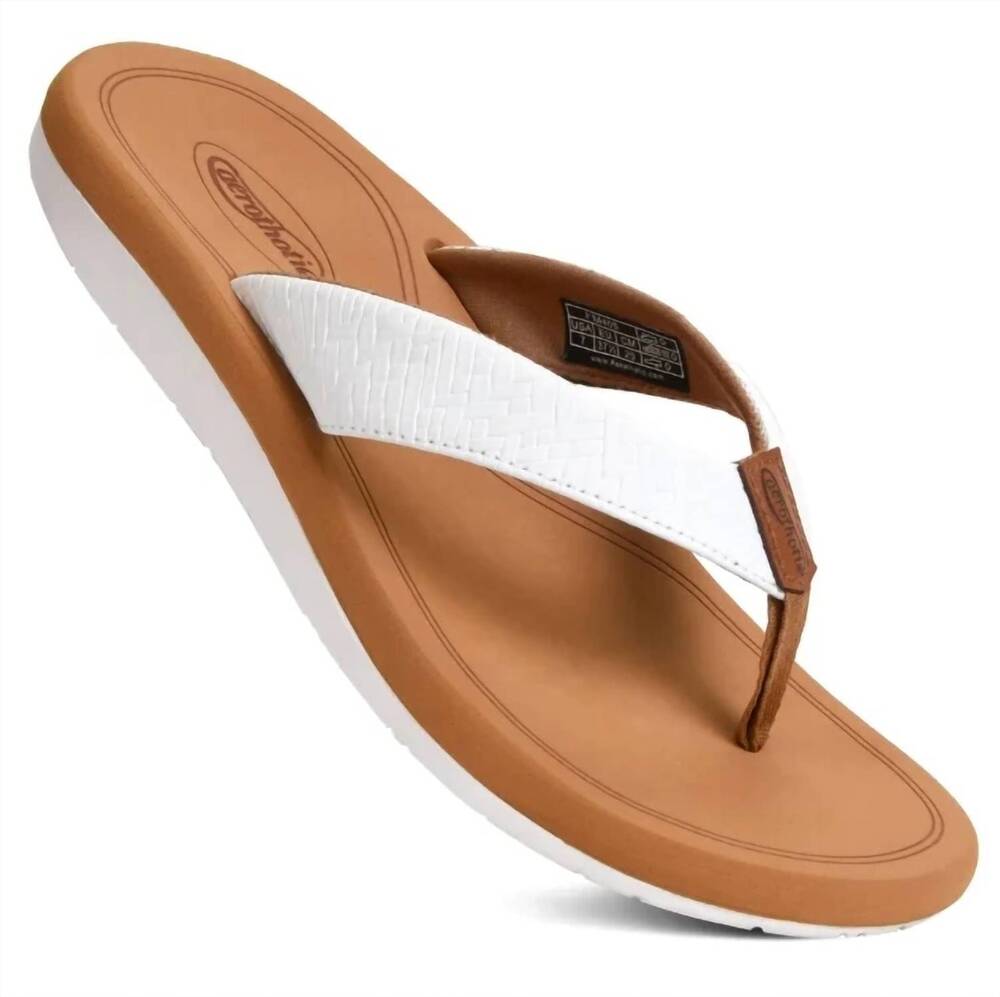 NEW AEROTHOTIC women's solace lightweight flip flops in white